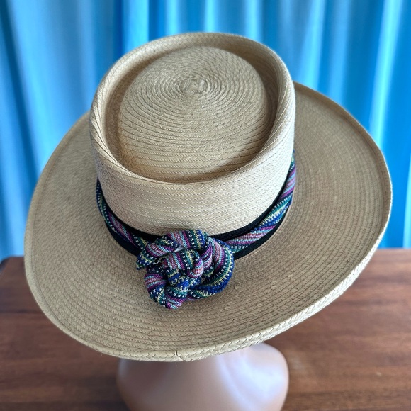 Vintage Ladies Panama Summer Hat-100% Palm Leaves. La Giralda Palm Hat - Picture 3 of 10